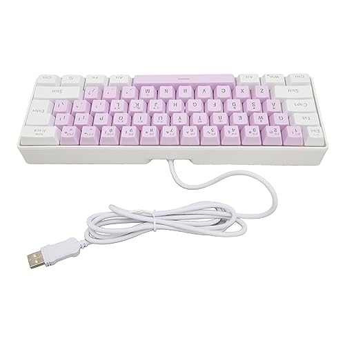 Generic ゲーミングキーボード 61キー パープルホワイト – 人間工学デザイン USB有線 6RGBバックライト UVコーティング (ホワイトパープル) YDGD5330KR-63