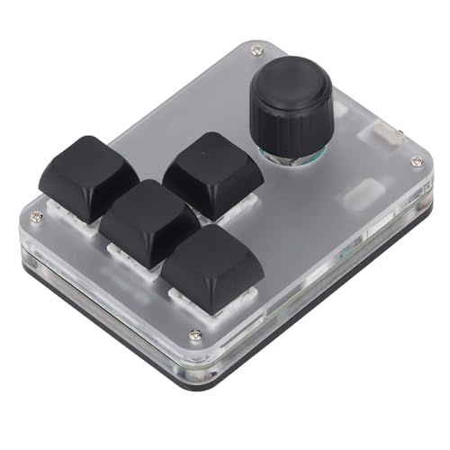 YDuupxe 4キー 1ノブキーボード 片手マクロメカニカルキーボード USB ミニゲーミングキーボード RGBライトでプログラム可能、ブラック。 YDuupxegiqukw6gfc