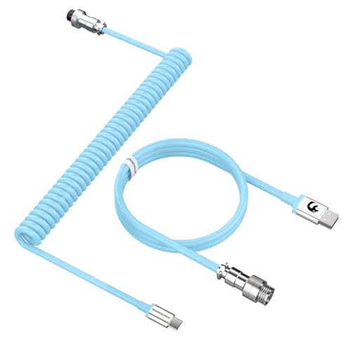 LexonElec カスタムコイルキーボードケーブル USB Cゲーミングキーボードケーブル ダブルスリーブ メカニカルキーボードケーブル 2.0m (0.5フィート) USB-C - USB-A 取り外し可能なメタルアビエーター ゲーム用キーボード用 (ホワイト)