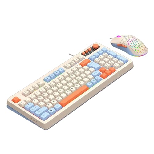 Hasuba バックライト付きゲーミングキーボード、 人間工学に基づいたUSBワイヤー USBケーブル、 コンピューターワイヤー接続ゲーム用