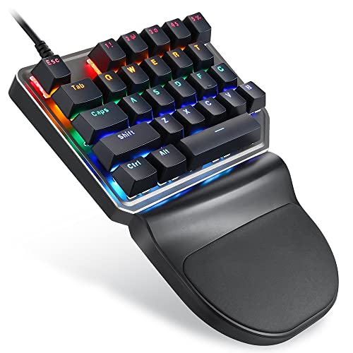 AFEREVZ K27 片手メカニカル キーボード 27 キー有線ゲーミング キーボード LED 混合光効果メカニカル ブルー スイッチ JP382240624