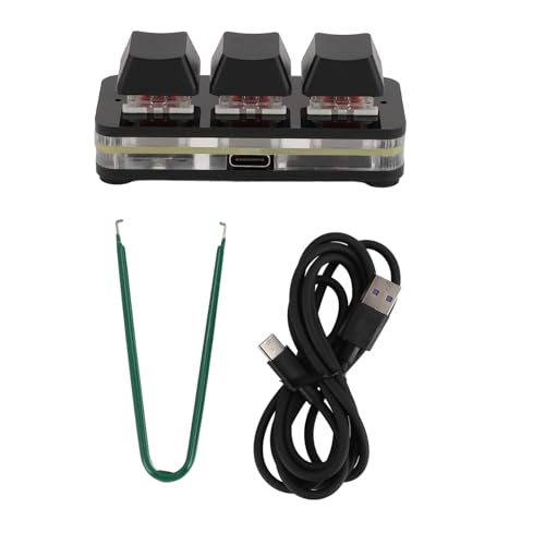 JUNENTER 3キー USB ミニ PC RGB メカニカルゲーミングキーボード、タイプC、赤軸、片手操作、カスタマイズ可能、プログラム可能、ホットスワップ可能、オフィス、ゲーミング