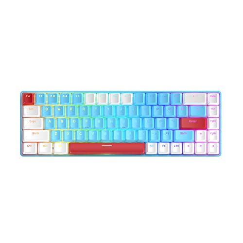 RobinEllis ゲーミングキーボード T8 68 キー RGB ミニ ゲーミング メカニカル キーボード マクロ プログラミング 60% 有線 キーボード TypeーC接続 コンピューター ラップトップ ゲーマー用 テンキーレス 18種類のRGBバックライトオフィス/ゲーミング用茶軸 赤軸 青軸を採用のゲーミングキーボード (Gundam Edition Blue Switch)