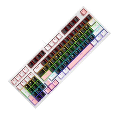 Wasdnsas LED メカニカルキーボードホットスワップ可能なゲーミングキーボードコード付きキーボード 96 キーゲーミングキーボードコンピュータラップトップ用