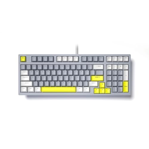 YZTTCD K97 RGB メカニカルキーボード 97 キーゲーミングキーボード ブルースイッチ 耐久性とコンパクトデザイン フルキーアンチゴースト 18 照明モード 人間工学に基づいたデザイン Windows Mac 用 CJP08240624