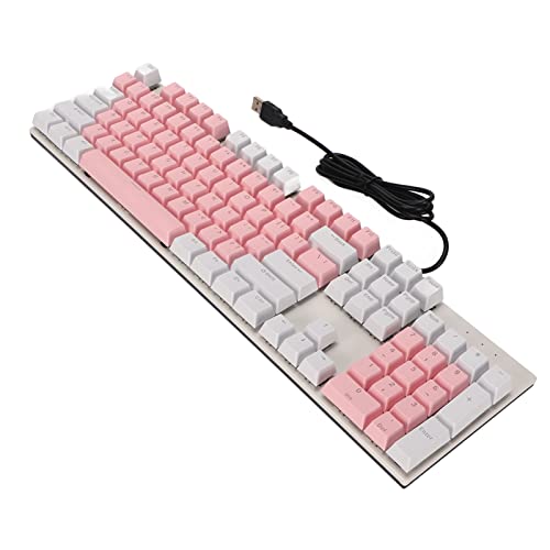 LKJHGFCVBG ブルースイッチメカニカルキーボード、耐摩耗性ブルースイッチメカニカルゲーミングキーボード ABS アルミニウム合金 RGB オフィス用 (ホワイトピンク)
