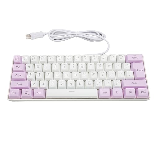 Generic ゲーミングキーボード 61キー 静電容量式 パープルホワイト – 人間工学設計 USB有線 RGBバックライト 60%レイアウト OZ2D2W40B