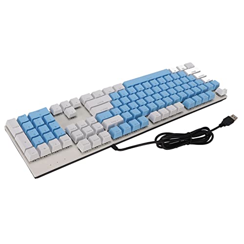 Generic メカニカルキーボード 104キー ブラック – 20のライトモード搭載 青色スイッチ採用 ゲーミング対応 多機能マルチメディアキー (白青) YDGOEMG731V5-16