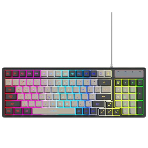 AUDOLE 96 キーゲーミングキーボードカスタマイズ可能な照明膜ゲーミングキーパッドブラックグレー 2 色人間工学に基づいた幅広い互換性 OOIIJK-78