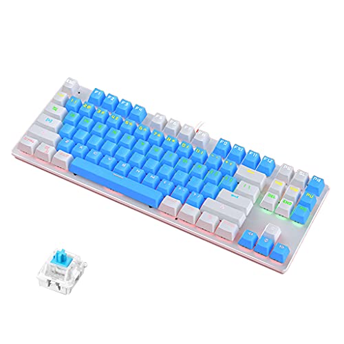 Generic K400 ゲーミングメカニカルキーボード 87キー RGBバックライト ブルーブラック – プラグアンドプレイ対応 省スペース設計 青と白の双ピン ゲーム用 PC入力デバイス