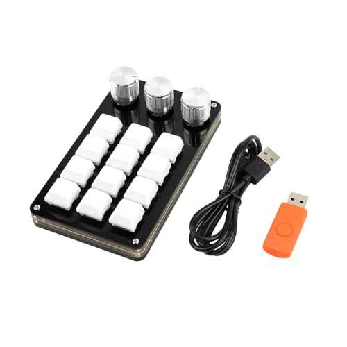 Eoitushy 12キー プログラム可能キーボード USB メカニカルゲーミングキーボード、片手マクロパッドキーボード 3ノブ 編集ゲーム用 JP359250326