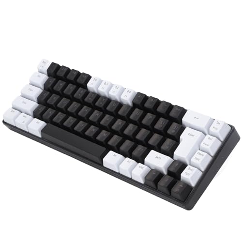 LKJHGFCVBG メンブレンゲーミングキーボード、68キープラグアンドプレイコンピュータボード人間工学に基づいたデザイン有線寮用 (白黒)