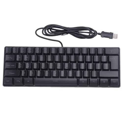 Nicfaky Katigan ゲーミングキーボード、61キーマルチカラー、RGBイルミネーション、LEDバックライト付き有線ゲーミングキーボード、防水ミニキーボード