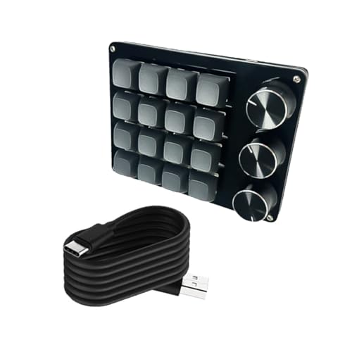 Mllepjdh カスタマイズ可能なマクロキーパッド 3 ロータリーノブ 16Key メカニカルゲーミングキーボードプログラム可能ゲーム音楽カスタムノブ