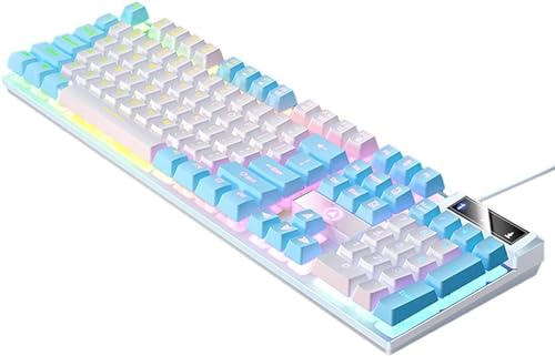 KJOET ゲームオフィス用のゲーミングキーボードバックライト付き, 白青 MH27557