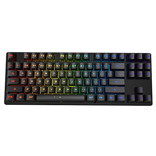 Generic メカニカルキーボード 87キー ピンク – RGBバックライト搭載 ゲーミング対応 高耐久緑軸 for PC ノートパソコン タブレット (ブラック) YDGOEMG722V5-51