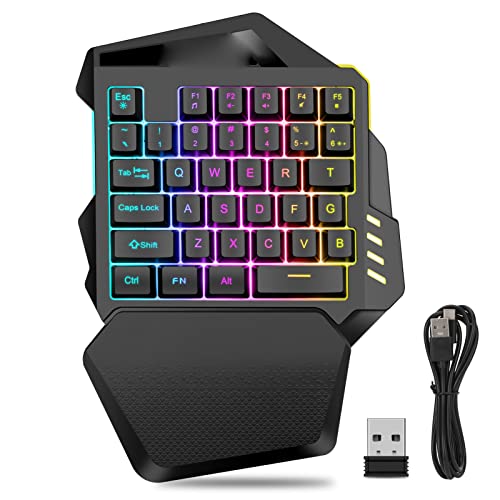 flexman 片手ゲーミングキーボード 2.4G コードレス 35 キーゲーミングキーボード RGB 照明付き コンピュータ用ポータブルメカニカルキーボード flexmanzb2u413w8m