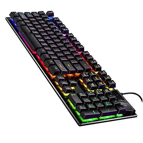 キーボード LEDバックライト付きUSBゲーミングキーボードファッションメカニカルキーボードコンピュータープロフェッショナルゲーミングキーボード有線 Esw3AIb3jllpJplElIpS