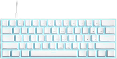 Cirsaeur 有線キーボード 61鍵 メカニカルキーボード コンパクトサイズ ゲーミングキーボード 着脱式USB Type-Cケーブル バックライト付 ホワイト K61 (赤軸), GEWWW1