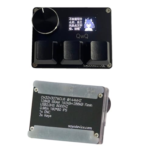 AMJUDOT SayoDevice 磁気リニアスイッチキーボード O3C OSU キーボード GATERON ラピッドトリガー OSU ゲーミングキーボード 4キー付き IPS HDスクリーンとノブ(ブラック)