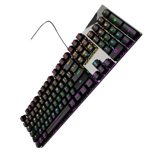 Riekee RGBSバックライト青いスイッチ付きメカニカルゲーミングキーボードは、PCゲーマー向けの薄い有線デザイン