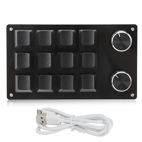 HEEPDD 片手でプログラム可能なメカニカルゲーミングキーボード 12キー ポータブルミニキーパッド ゲーミングPC用 ブラック (ブラック) HEEPDDg0bc96rqxi-12