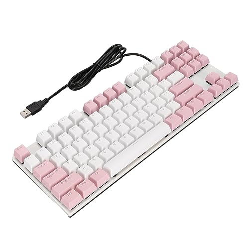 Zynphancer 有線キーボード 87キー ピンクホワイト – バックライト搭載 メカニカルスイッチ 防塵設計 ゲーミング対応 TV8RKJHV