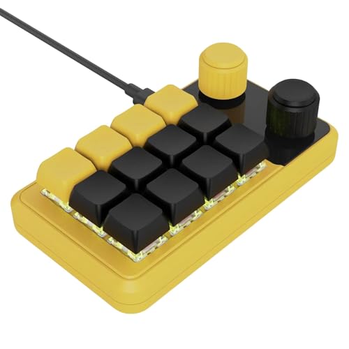 KACCDE 人間工学に基づいた12キーゲーミングマクロキーボード、RGBホットキーとType C接続。