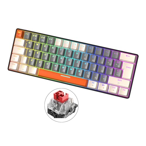 Generic T60 ゲーミングキーボード 青スイッチ 62キー USBミニ – ポータブル設計 Type-C対応 バックライト18モード (TYPE 1、軸本体:赤スイッチ) YDGEDDP92697K-81