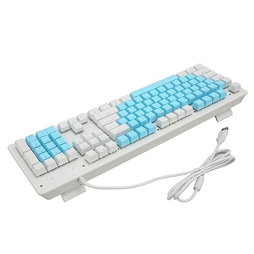 Allendo ゲーミングキーボード、104キークイックレスポンス有線ボードRGBバックライトプラグアンドプレイメカニカルスイッチオフィス用 (茶色のスチ(青白のキャッ)