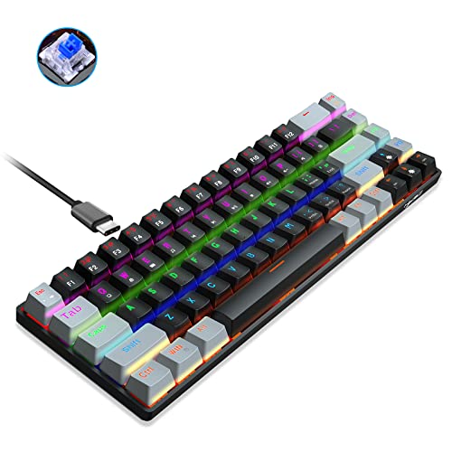 bttllke 68 キーメカニカルキーボードバックライト USB ゲームキーボード人間工学に基づいたゲーミングキーボード PC ゲーマーに適したブルースイッチメカニカルキーボード OONHVB-19