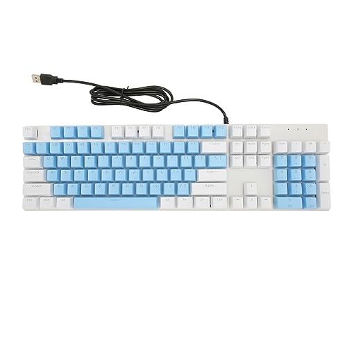 Vomeko 104 キーフルサイズ有線メカニカルキーボード、テンキーレッドスイッチ付き USB 有線ゲーミングキーボード W INDOWS 用、ゲーマータイピストオフィスホーム用 (ブルーホワイト) Vomeko06t58um29w-15