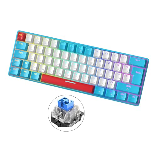 Generic T60 ゲーミングキーボード 赤青 62キー – USB接続 ポータブル設計 バックライト18種 TYPE-C対応 (TYPE 3、軸本体:青スイッチ) YDG9H51214Q5-19