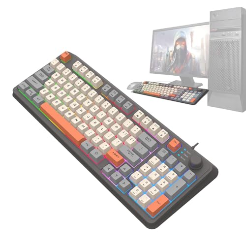 Bsbpeuwpcj ライトアップメカニカルゲーミングキーボード - Tricolor PCキーボード バックライト付きメカニカルキーボード、K82 Tricolor 光る有線PCキーボード 学生コンピューターワーカーPCアクセサリー用 LZ448-250825
