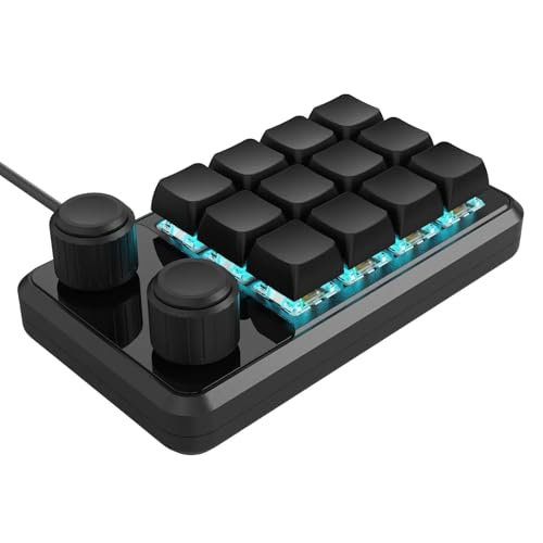 Hasuba 2 つのノブと RGB 照明タイプ C ケーブルが付いているプログラマブル 12 キー機械式ゲーミング キーボード