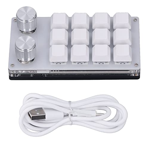 NutriEss Mini USB 12 Key Programmable Shortcut Keypad Multifunctional Adjustable Dial Gaming Controller Compact One Hand Keyboard for Office Testing NutriEsskb86tvagg0