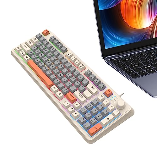 KJOET ライトアップキーボードゲーミング有線,トリコロール PC キーボード バックライト付きメカニカル キーボード - K82 光るトリコロール有線キーボード PC キーボードバックライト付きキーボードデスクトップコンピュータ用 MH27065