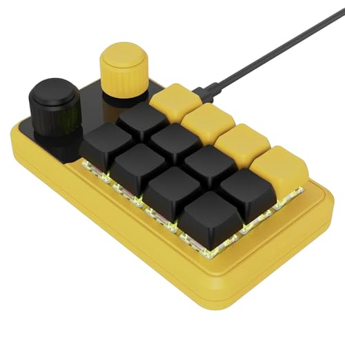 ZYHARUKO プログラム可能な 12 キー メカニカル ゲーミング キーパッド、2 つのノブとバックライト、レシーバーと USB C ケーブル付属 カスタマイズされたメカニカル キーボード
