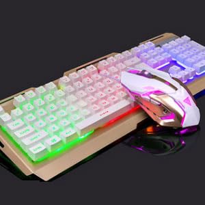 KJOET メカニカルキーボード 有線マウス スーツ ゲーミングキーボード 発光 全キーロールオーバー コンパクト オフィス/ゲーミング用 MH27025