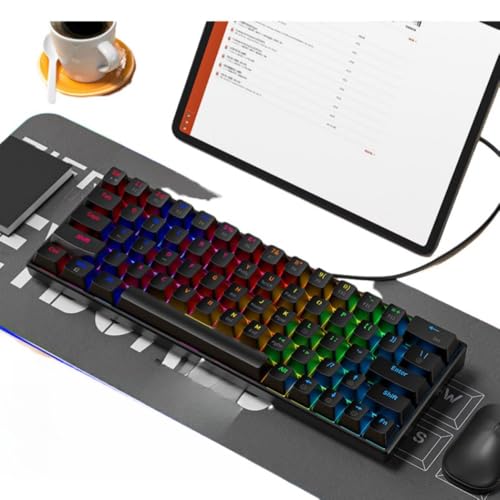BinZyronic コンピュータキーボード 68キー有線メンブレンゲーミングキーボード RGBバックライト 多媒体コントロール ピンクと白 人間工学デザイン オフィスゲーム向け (ブラック) U1KSW