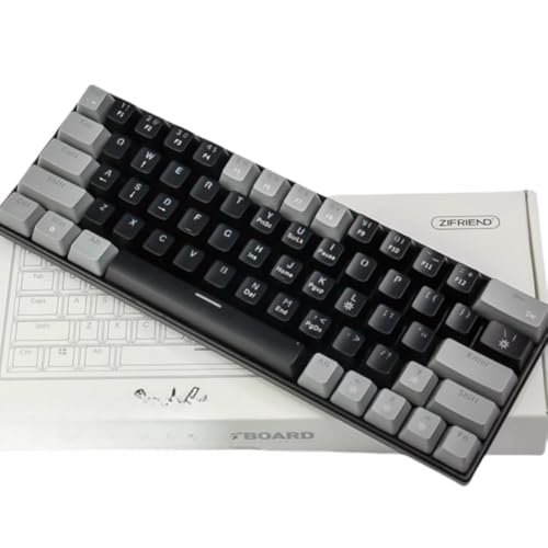 BinZyronic コンピュータキーボード 68キー有線メンブレンゲーミングキーボード RGBバックライト マルチメディアコントロール 人間工学デザイン コンパクトレイアウト 黒白対比カラー 透明文字 オフィスゲーム用 (ブラックグレー) JP86KG