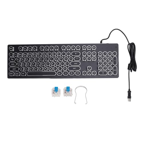 GOWENIC メカニカルゲーミングキーボード、ブルースイッチ104キーRGBバックライト付きキーボード、USB有線メカニカルコンピュータキーボード、 7 8 10 XP用、OS X PCラップトップ、デスクトップPCゲーマー用 (黒) GOdh69kbm2ag-11