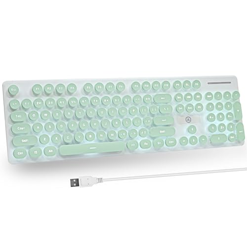 iTastatur ゲーミングキーボード 104キー パンク レトロ キーボード LED ホワイト バックライト かわいい キーボード USB PC/Win/Mac/ノートパソコン