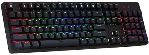 IROK FE104 ゲーミングキーボード 赤軸 RGB 静音 104キー テンキーレス 英語配列 有線 USB Type-A Type-C メカニカルキーボード ホットスワップ対応 フローティングキーボード マグネット式カバー (BLACK／赤軸, 104)
