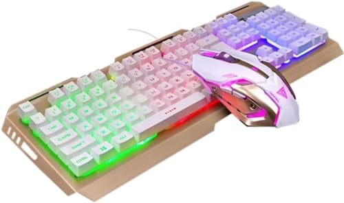 Peafry ゲーミングキーボードとコンボ メカニカル ゲーミング キーボード キーボードゲーム クールな Led キーボード Usbキーボード メカニカルキーボード Usb バックライト キー (ホワイト)