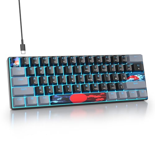 Mosptnspg Protable 60% ゲーミングキーボード メカニカル ミニ コンパクト RGB バックライト 61キー 有線 オフィス キーボード 赤色スイッチ付き Mac/Win用 (ダーク/レッドスイッチ) GS61