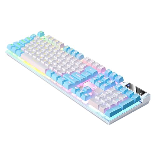 Lovskoo ゲーミングキーボード クール RGB バックライトキーボード USB 有線メカニカルキーボード 104キー付き ポータブルキーボード ノートパソコン用 ライトアップキーボード ゲームアクセサリー(ブルー)