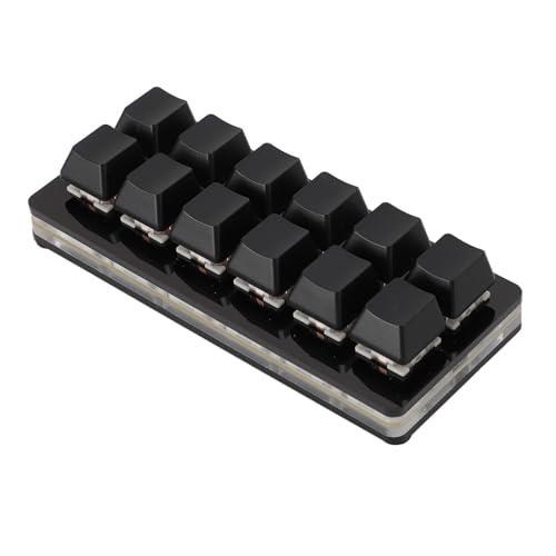 GOWENIC 片手マクロキーボード メカニカル 12キー プログラム可能なキーパッド ゲーミングキーボード 多機能 USB マクロキーパッド RGB LED & メカニカルレッドスイッチ (ブラック) GOWENIC6k9qg8syam-12