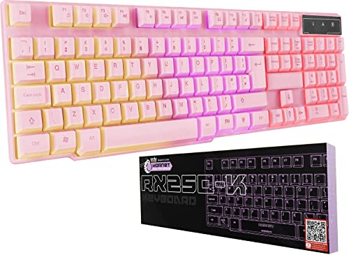 Orzly ホワイト ゲーミングキーボード RGB USB 有線レインボーキーボード PCゲーマー、PS4、PS5、ノートパソコン、Xbox、Nintendo Switch、RX-250 Hornet Edition用に設計されています。 RX250-K