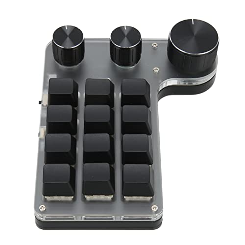 GOWENIC 片手マクロメカニカルキーボード、3ノブ付き12キープログラマブルキーパッド、用Bluetooth USBメカニカルゲーミングキーボード GOWENICqtfgdb30a9
